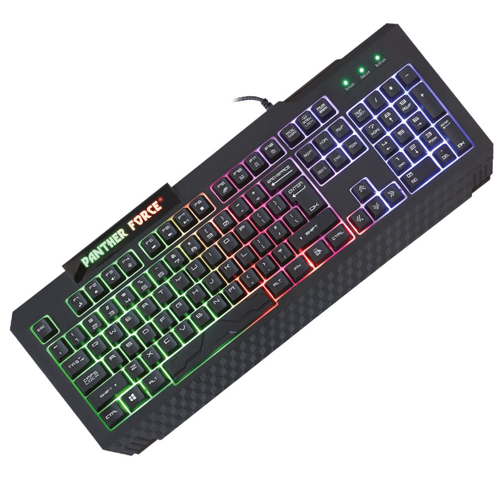 Panther Force Gaming Keyboard & Mouse Combo - PF139 - RGB Backlit, Anti-Ghosting Keys, Ergonomic High-DPI Mouse, Durable Build Quality, Plug-and-Play for PC, Mac, & Gaming Consoles Panther Force Gaming Keyboard & Mouse Combo - PF139 - RGB Backlit, Anti-Ghosting Keys, Ergonomic High-DPI Mouse, Durable Build Quality, Plug-and-Play for PC, Mac, & Gaming Consoles